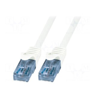 Patch cord | U/UTP | 6a | stranded | CCA | PVC | white | 250mm | 26AWG