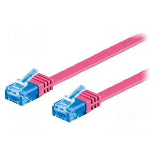 Patch cord | U/UTP | 6a | stranded | Cu | PVC | pink | Len: 0.5m | 32AWG