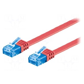 Patch cord | U/UTP | 6a | stranded | Cu | PVC | red | Len: 0.5m | 32AWG
