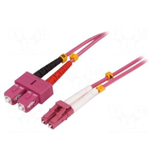 Fiber patch cord | OM4 | LC/UPC,SC/UPC | 0.5m | LSZH | pink | Øcable: 2mm