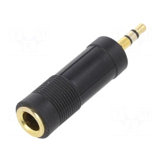 Adapter | Jack 3.5mm 3pin plug,Jack 6,3mm socket | black