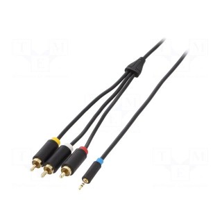 Cable | Jack 2.5mm plug,RCA plug x3 | 1.5m | Plating: gold-plated