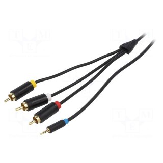 Cable | Jack 2.5mm plug,RCA plug x3 | 2m | Plating: gold-plated