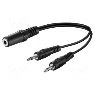 Cable | Jack 3.5mm 2pin plug x2,Jack 3.5mm 3pin socket | 0.2m