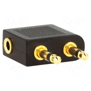 Cable | Jack 3.5mm 3pin socket,Jack 3.5mm 2pin plug x2 | black