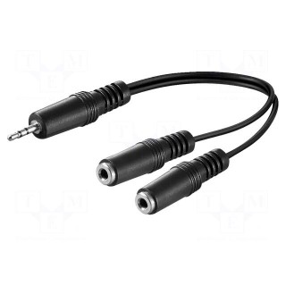 Cable | Jack 3.5mm 3pin plug,Jack 3.5mm 2pin socket x2 | 0.2m