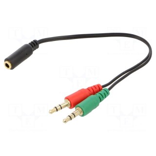 Cable | Jack 3.5mm 3pin plug x2,Jack 3.5mm 4pin socket | 0.2m