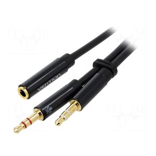Cable | Jack 3.5mm 3pin plug x2,Jack 3.5mm 4pin socket | 0.3m