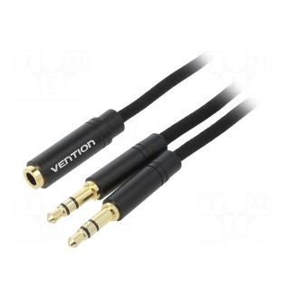 Cable | Jack 3.5mm 3pin plug x2,Jack 3.5mm 4pin socket | 0.6m