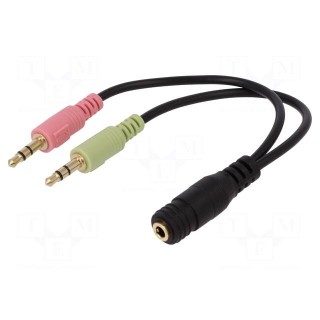 Cable | Jack 3.5mm 4pin socket,Jack 3.5mm 3pin plug x2 | 150mm