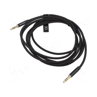 Cable | Jack 3.5mm 3pin plug,both sides | 0.5m | black | textile