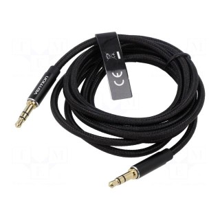 Cable | Jack 3.5mm 3pin plug,both sides | 1.5m | black | textile