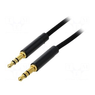 Cable | Jack 3.5mm 3pin plug,both sides | 0.5m | black | Øcable: 3mm