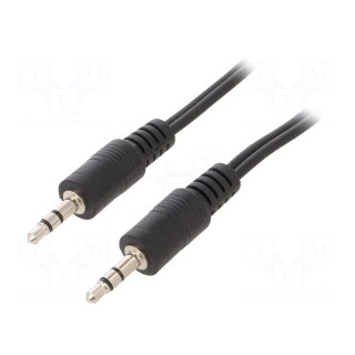 Cable | Jack 3.5mm 3pin plug,both sides | 2m | black | Øcable: 2.6mm