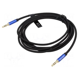Cable | Jack 3.5mm 3pin plug,USB C plug | nickel plated | 1m | black