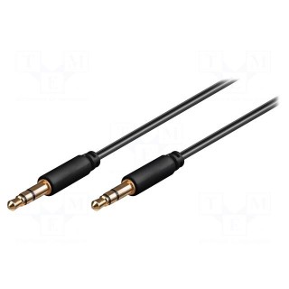 Cable | Jack 3.5mm 3pin plug,both sides | 1.5m | black | Øout: 2.6mm