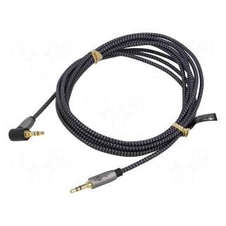 Cable | Jack 3.5mm 3pin plug,Jack 3.5mm 3pin angled plug | 3m