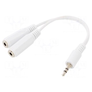 Cable | Jack 3.5mm 3pin plug,Jack 3.5mm socket x2 | 0.1m | white