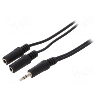 Cable | Jack 3.5mm 3pin plug,Jack 3.5mm socket x2 | 5m | black | PVC
