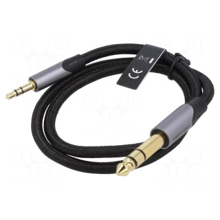 Cable | Jack 3.5mm 3pin plug,Jack 6,3mm 3pin plug | 0.5m | black