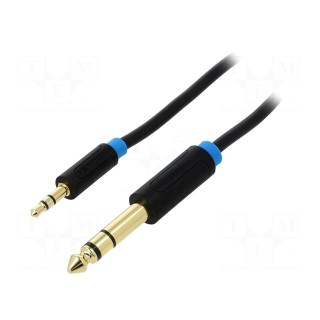 Cable | Jack 3.5mm 3pin plug,Jack 6,3mm plug | 0.5m | black | PVC