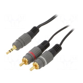 Cable | Jack 3.5mm 3pin plug,RCA plug x2 | 1.5m | black