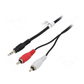 Cable | Jack 3.5mm 3pin plug,RCA plug x2 | 1.5m | black