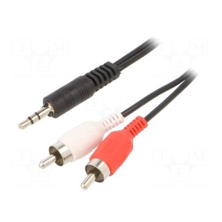 Cable | Jack 3.5mm 3pin plug,RCA plug x2 | 1.5m | black | PVC