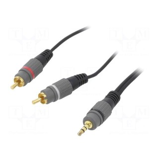 Cable | Jack 3.5mm 3pin plug,RCA plug x2 | 10m | black