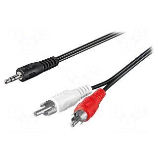 Cable | RCA plug x2,Jack 3.5mm 3pin plug | 20m | black