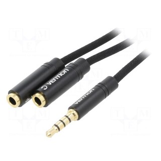 Cable | Jack 3.5mm 3pin socket x2,Jack 3,5mm 4pin plug | 0.3m