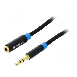 Cable | Jack 3.5mm 3pin socket,Jack 3.5mm 3pin plug | 5m | black