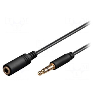 Cable;Jack 3.5mm 3pin socket,Jack 3.5mm 3pin plug;5m;black
