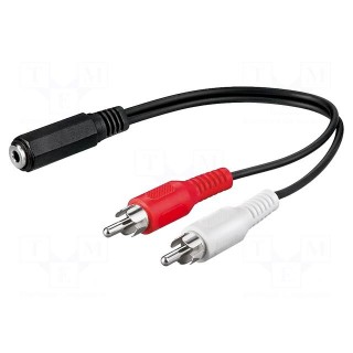 Cable | RCA plug x2,Jack 3.5mm 3pin socket | 0.2m | black