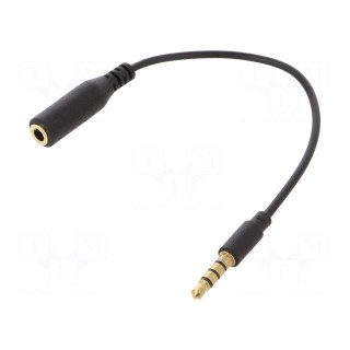 Cable | Jack 3.5mm 4pin socket,Jack 3,5mm 4pin plug | 0.2m | black