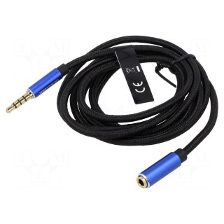 Cable | Jack 3.5mm 4pin socket,Jack 3,5mm 4pin plug | 1.5m | black