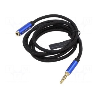 Cable | Jack 3.5mm 4pin socket,Jack 3,5mm 4pin plug | 2m | black