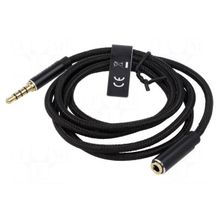 Cable | Jack 3.5mm 4pin socket,Jack 3,5mm 4pin plug | 1m | black
