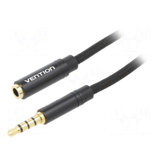 Cable | Jack 3.5mm 4pin socket,Jack 3,5mm 4pin plug | 3m | black