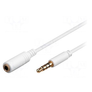 Cable | Jack 3,5mm 4pin plug,Jack 3.5mm 4pin socket | 2m | white