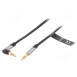 Cable | Jack 3.5mm plug,Jack 3.5mm angled plug | 1m | black