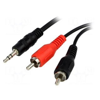 Cable | Jack 3.5mm plug,RCA plug x2 | 1.2m | black