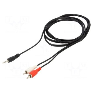 Cable | Jack 3.5mm plug,RCA plug x2 | 1.8m | black | PVC