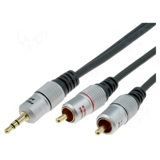 Cable | Jack 3.5mm plug,RCA plug x2 | 3m | black