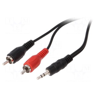 Cable | Jack 3.5mm plug,RCA plug x2 | 10m | black