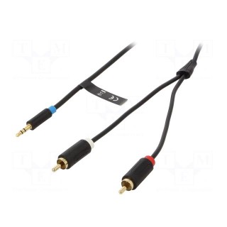 Cable | Jack 3.5mm plug,RCA plug x2 | 1m | Plating: gold-plated