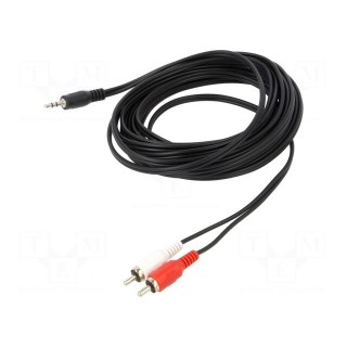 Cable | Jack 3.5mm plug,RCA plug x2 | 5m | black | PVC