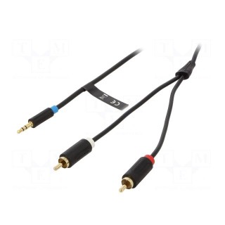 Cable | Jack 3.5mm plug,RCA plug x2 | 5m | Plating: gold-plated