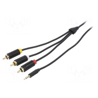Cable | Jack 3.5mm plug,RCA plug x3 | 2m | Plating: gold-plated