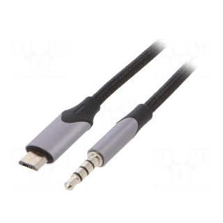 Cable | Jack 3.5mm plug,USB B micro plug | nickel plated | 1.5m